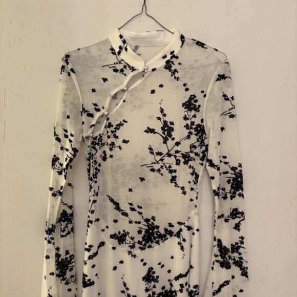 Fashion Nova Floral Print Mesh Mock Neck Maxi Dress, Sz L, NWOT - Picture 4 of 13